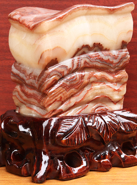 15*16*6cm2555g天然石材奇石摆件猪肉石五花肉桌面装饰雕刻石摆件