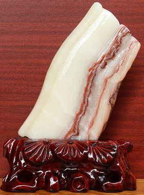 16*22*2cm1255g天然石材奇石摆件猪肉石五花肉桌面装饰雕刻石摆件