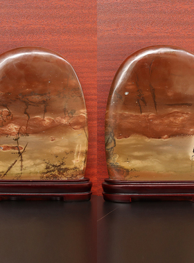 草花石国画石天然原生态石头摆件