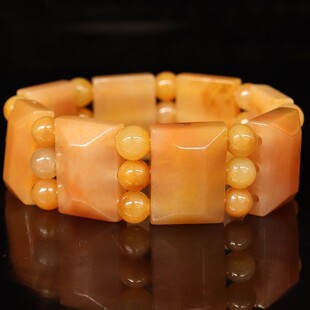 25*18*9mm8颗 圆珠24颗84g天然桂林鸡血玉石手链田湾料男士手链