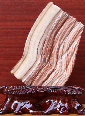 17*22*2cm1125g天然石材奇石摆件猪肉石五花肉桌面装饰雕刻石摆件