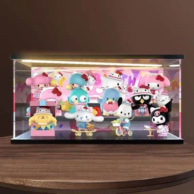 适用泡泡玛特三丽鸥家族 Hello Kitty50周年系列盲盒亚克力收纳盒
