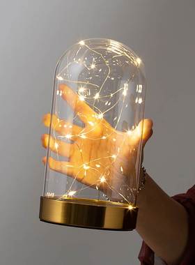 永生花玻璃罩金属卡扣EVA灯串底手办玫瑰积木花应援棒防尘展示盒