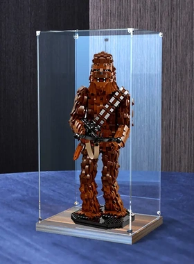 亚克力展示盒适用75371星球大战系列丘巴卡木制底座收纳盒子