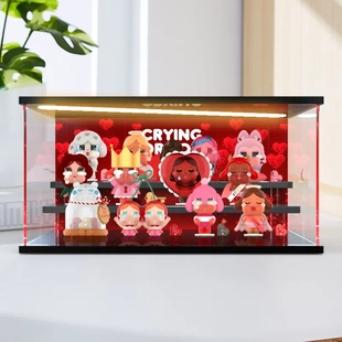 眼泪系列盲盒亚克力防尘罩高清收纳盒 适用泡泡玛特CRYBABY爱神