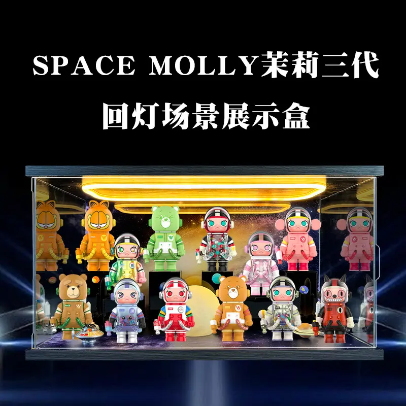 适用MEGA珍藏系列100% SPACE MOLLY茉莉三代亚克力灯光场景收纳盒