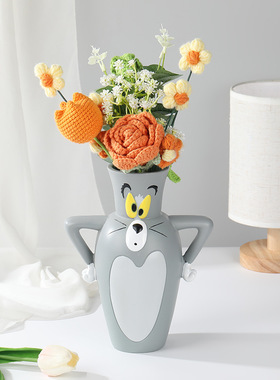 厂家猫和老鼠插花摆件创意汤姆现代简约客厅装饰树脂工艺品