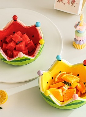 水果叉套装家用西瓜摆件装饰品可爱小叉子收纳罐果插儿童安全果签