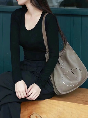 【TC皮伊芙琳】头层牛皮女包荔枝纹evelyne29宽肩带大容量斜挎包