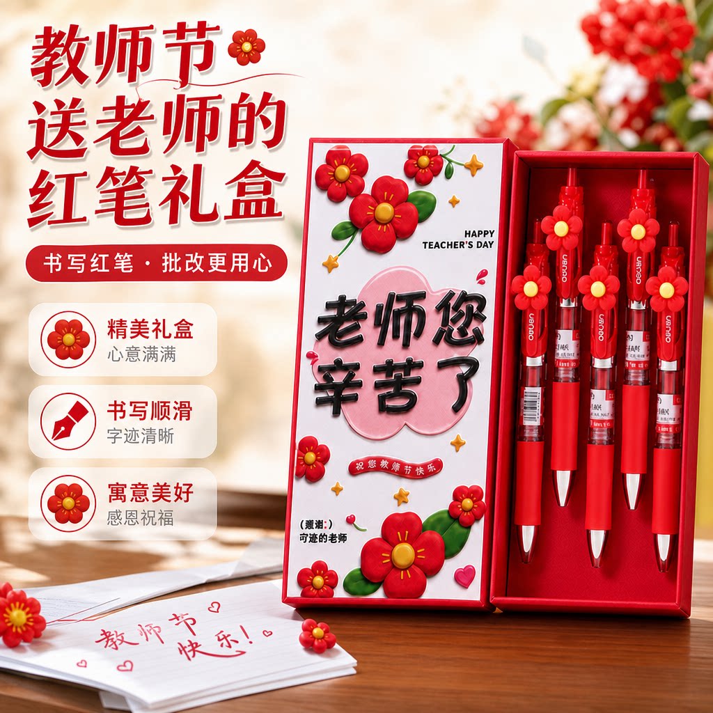 教师节红笔礼盒送老师高档实用