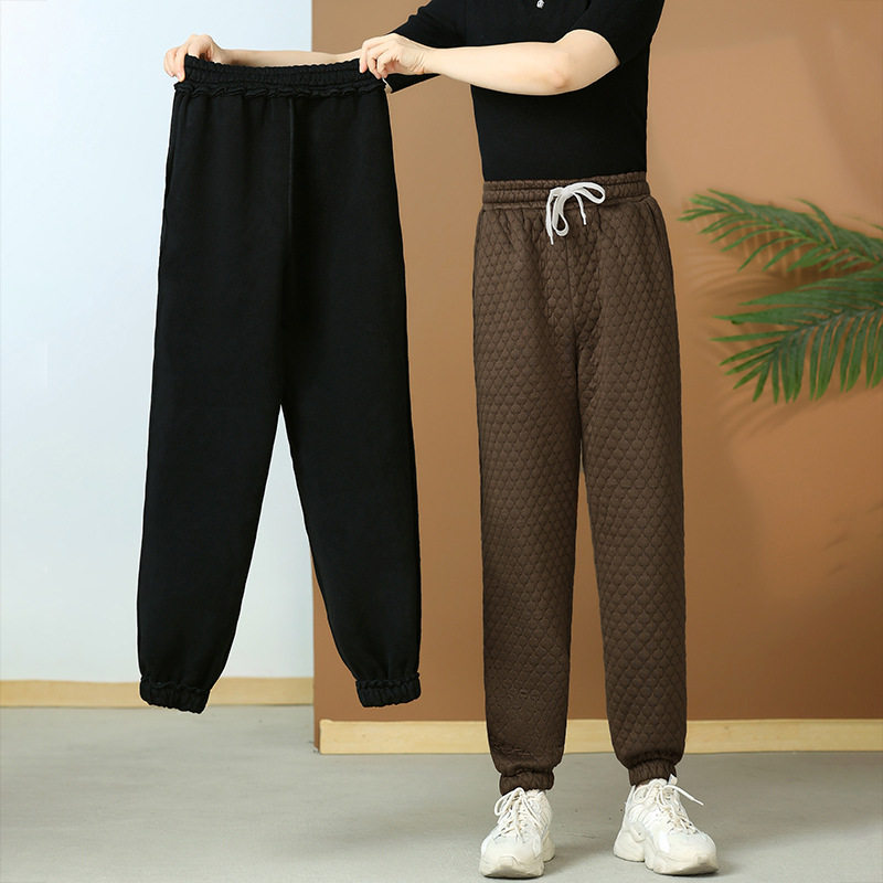 200斤胖妈妈小脚裤加绒加厚冬装