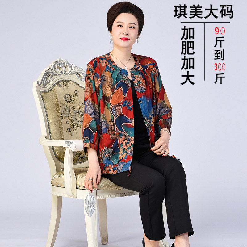 妈妈上衣夏装200斤衬衫加肥加大
