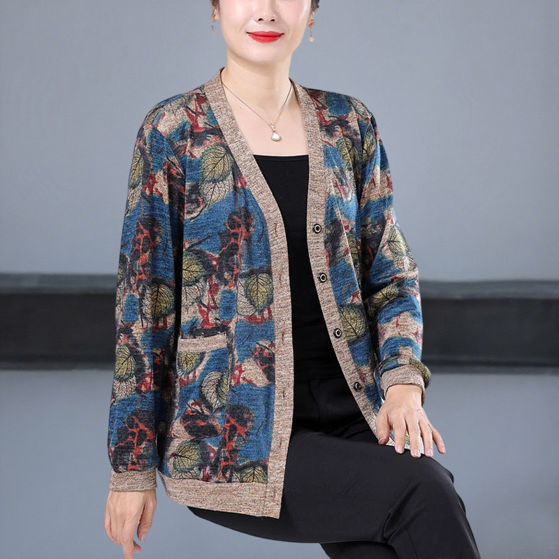 中老年女装300斤加肥加大码针织衫上衣洋气胖妈妈奶奶外套春秋装