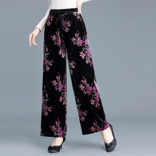 长裤 200斤妈妈装 休闲裤 加肥加大码 中老年 春秋宽松松紧高腰阔腿裤