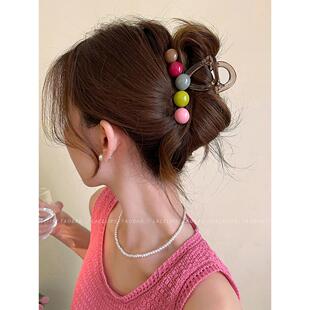 可爱彩虹糖~2024新款抓夹夏季发夹女后脑勺大号鲨鱼夹高级感发饰