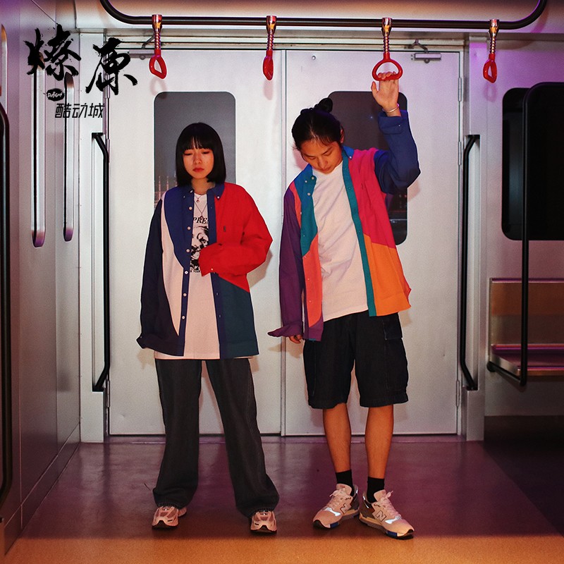 ÁÇÔ×°±¸ palace mixture shirt 18SS Æ´½ÓÆ´É« ¿ÛÁ쳤Ðä³ÄÉÀ