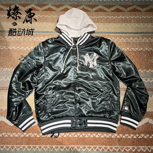 燎原 KITH MLB NEW YORK JACKET 洋基蛇纹logo连帽棒球夹克外套