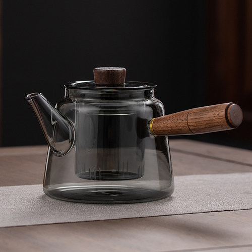侧把玻璃泡茶壶煮茶壶