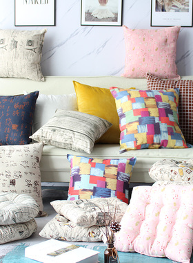 抱枕客厅沙发靠垫套汽车办公室护腰靠大靠枕亚麻午睡枕床头靠背垫