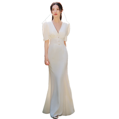 领证登记法式鱼尾晚礼服平时可穿