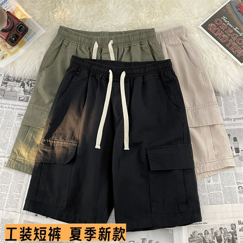 工装短裤男士潮牌夏季宽松直筒运动五分裤日系学生百搭大口袋裤子,男装,短裤,淘宝优惠券,粉丝福利购,淘宝优惠卷