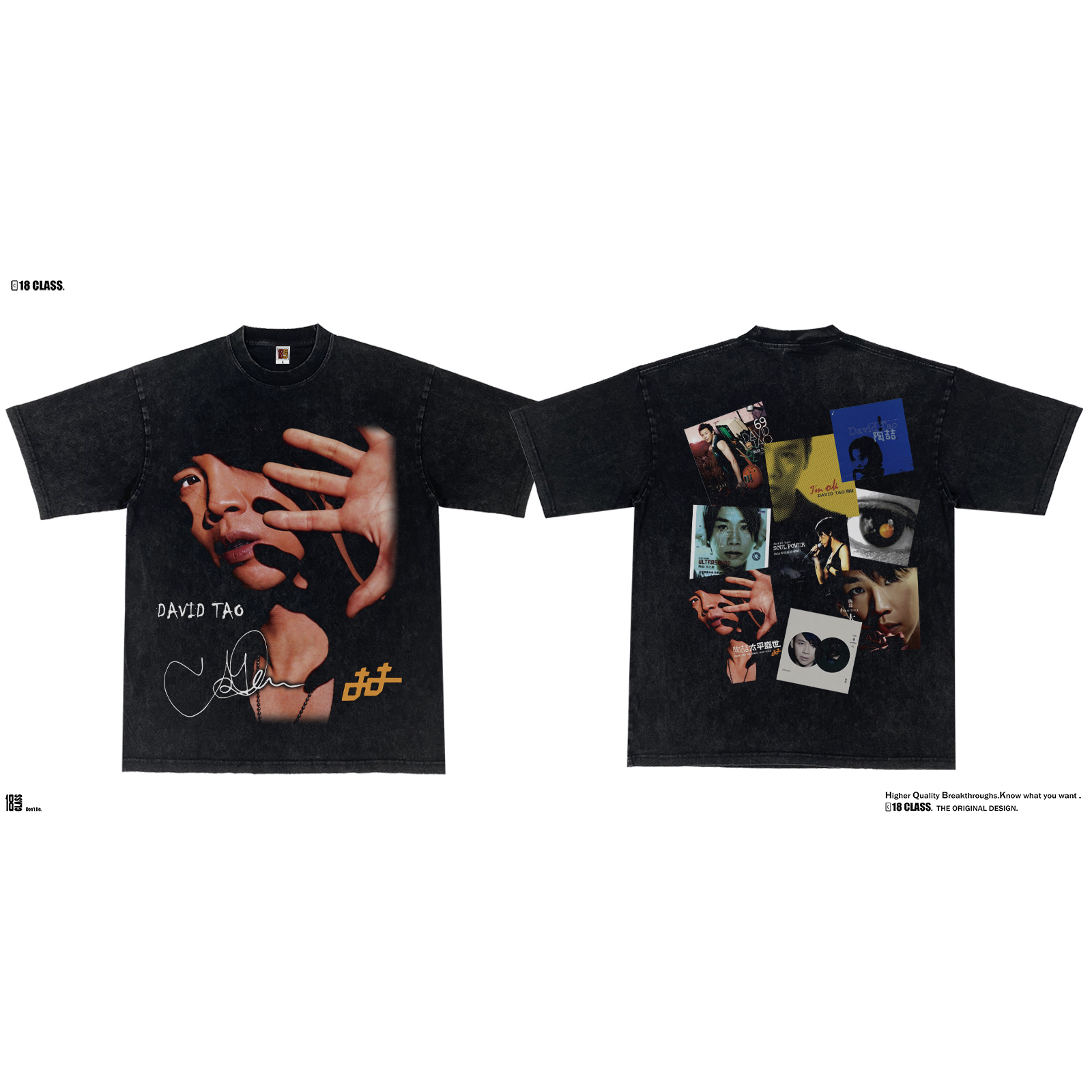 陶喆周边演唱美式DavidTao明星印花纯棉洗水宽松重磅纪念短袖T恤