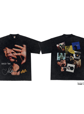 陶喆周边演唱美式DavidTao明星印花纯棉洗水宽松重磅纪念短袖T恤