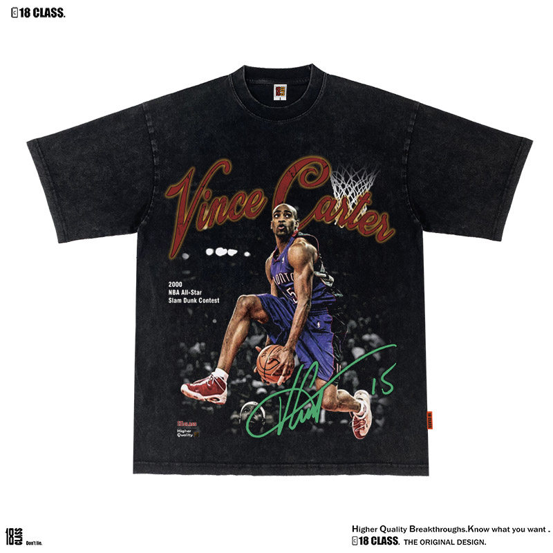 原创Carter卡特美式篮球宽松vintage复古做旧重磅洗水纯棉短袖T恤