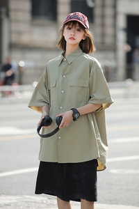 短袖衬衫女日系工装衬衣外套宽松复古潮ins休闲CityBoy7005-P45图片