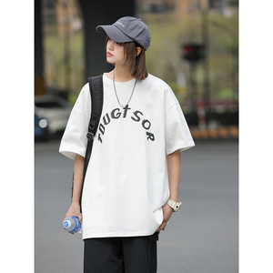 260g重磅印花短袖T恤女夏季潮牌宽松情侣装半袖打底衫T04-P35图片