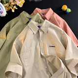 中性风短袖衬衫男生夏季薄款日系工装潮牌2025新款情侣款衬衣外套，商品下架区，星座710