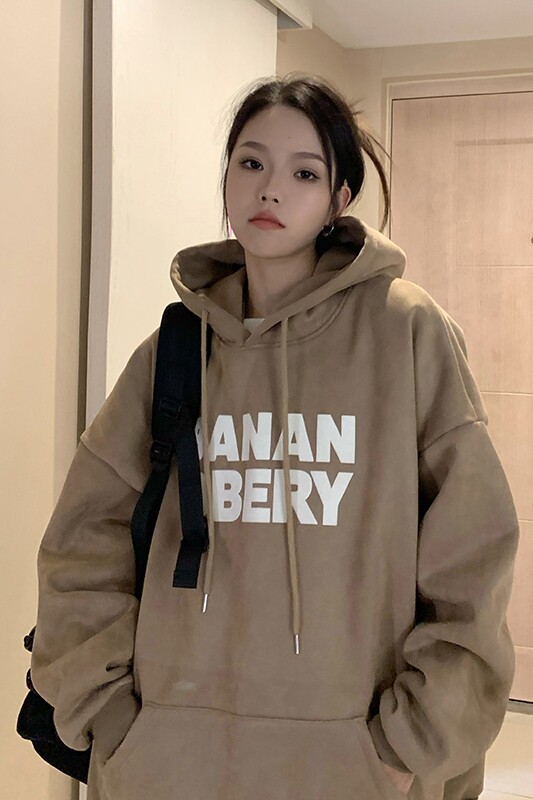 2025年美式复古高级感加绒oversize连帽卫衣外套女秋冬WY06P68,女装短外套,星座710