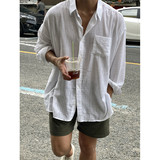 夏季新款韩版透气衬衫休闲宽松棉麻料男士衬衣薄款外套3407P45特，男装衬衫，星座710