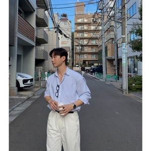 衬衫男韩版休闲小众条纹衬衣春秋季时尚百搭长袖外套XZ710-811P50图片