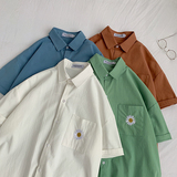 男式全棉衬衫韩版oversize半袖上衣夏季纯色短袖衬衣外套，男装T恤，星座710