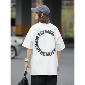 260g重磅印花短袖T恤女夏季潮牌宽松情侣装半袖打底衫T04-P35图片
