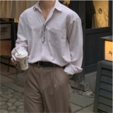 衬衫男韩版休闲小众条纹衬衣春秋季时尚百搭长袖外套XZ710-811P50，男装衬衫，星座710