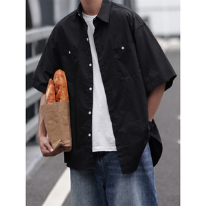 情侣短袖衬衫男夏季中性上衣宽松日系工装衬衣外套男款7002-P45图片