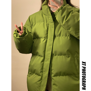 大码学院风学生宽松保暖棉服女立领棉衣外套冬季连帽面包服MY04图片