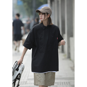 西海岸日系纯棉短袖衬衫女设计感小众休闲夏季薄款上衣7001-P45图片