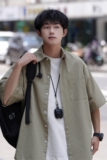 2024夏季新款男白色短袖衬衫男工装衬衣外套日系休闲男生7004-P45，商品下架区，星座710