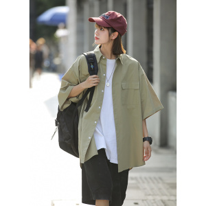 短袖衬衫女日系工装衬衣外套宽松复古潮ins休闲CityBoy7005-P45图片