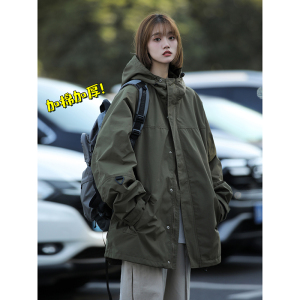 连帽冲锋衣男女秋季加厚冬季棉服机能工装夹克cfy01 P128加棉P138图片