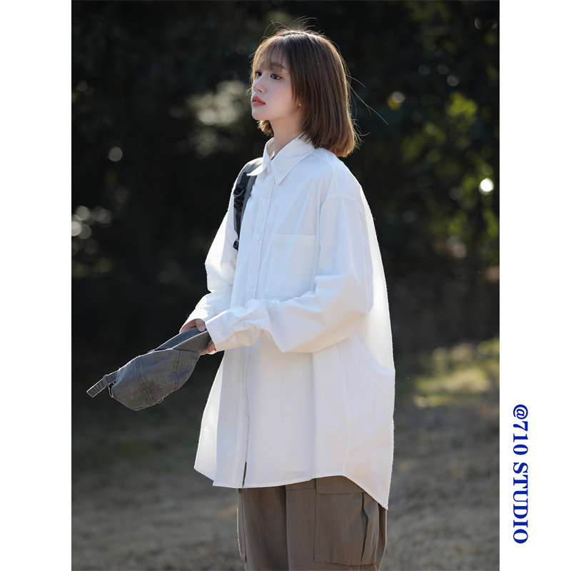2025新款日系男女纯色美式宽松休闲工装衬衣长袖外套潮CS02P45,男装衬衫,星座710