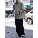2024夏季新款男白色短袖衬衫男工装衬衣外套日系休闲男生7004-P45，商品下架区，星座710