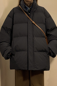 美式复古棉服男士秋冬季2024新款百搭面包服外套纯色高级感上衣服图片
