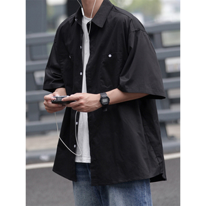 情侣短袖衬衫男夏季中性上衣宽松日系工装衬衣外套男款7002-P45图片