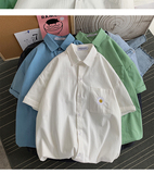 男式全棉衬衫韩版oversize半袖上衣夏季纯色短袖衬衣外套，男装T恤，星座710