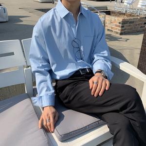 黑色衬衫男高级感轻熟风英伦雅痞男装禁欲系ins潮牌西装内搭衬衣图片