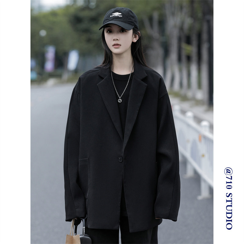 情侣西装外套女设计感小众秋季通勤oversize宽松西服7008p78控99,男装西服套装,星座710